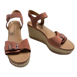 Lucky Brand LK-Naveah3 Espadrille Wedge Suede Leather Sandal Size 8.5